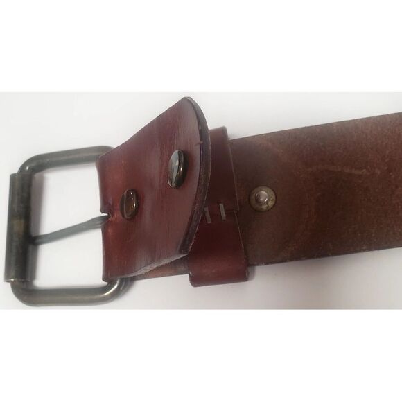 VTG Salvatori Belt 34 Men's Harness Cowhide 9437 Distress Brown Leather Woven - Picture 11 of 14